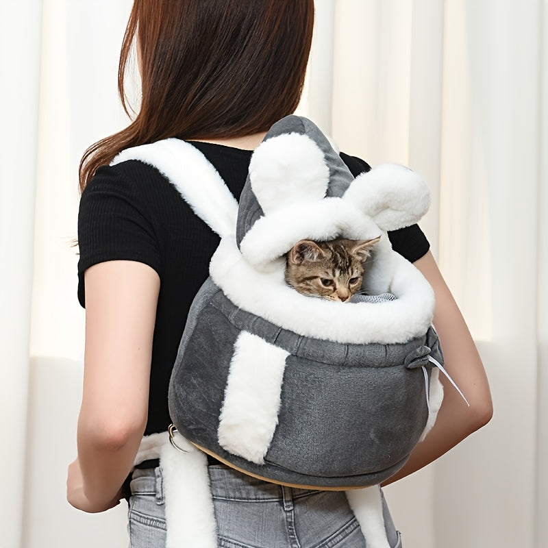 Cozy Portable Winter Warm Cat & Small Dog Backpack - Soft Fleece Lining, Safety Harness System