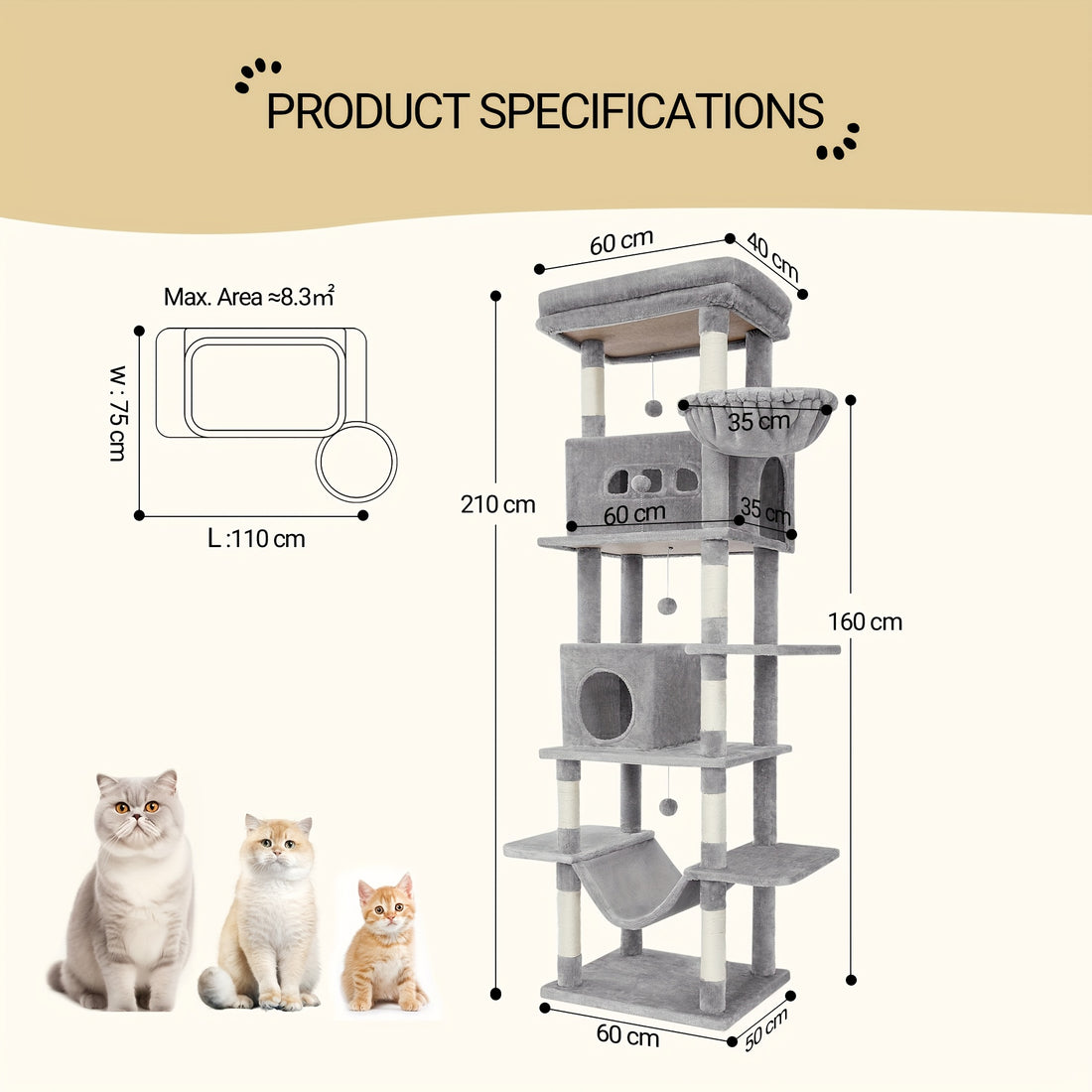 Multi-Level Cat Tree House with Condo