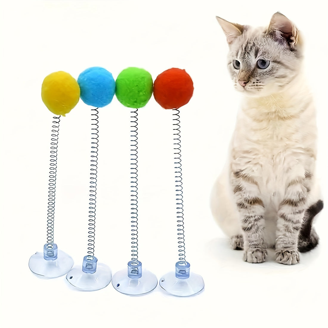 Interactive Cat Toy with Automatic Pouncing Ball & Spring Mechanism - 3/5 piece set