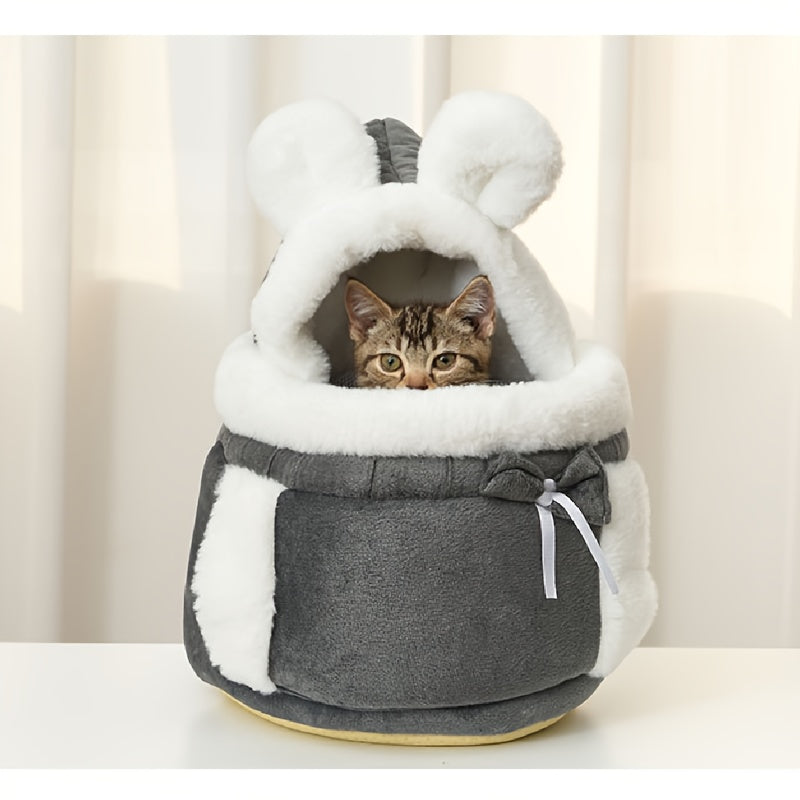 Cozy Portable Winter Warm Cat & Small Dog Backpack - Soft Fleece Lining, Safety Harness System