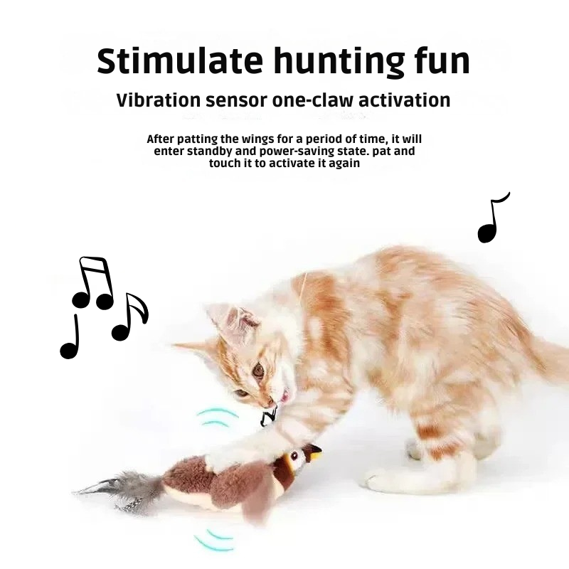 Interactive Cat Toy Electric Flapping Bird - Touch-Activated - USB Rechargeable