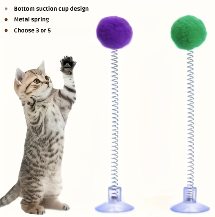 Interactive Cat Toy with Automatic Pouncing Ball & Spring Mechanism - 3/5 piece set