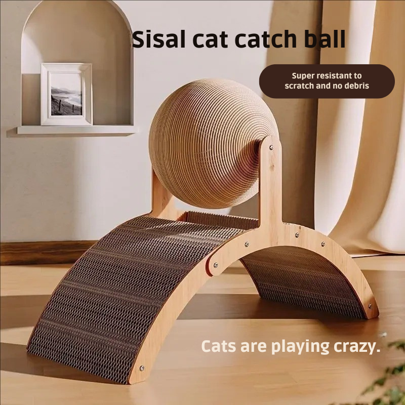 2 In 1 Cat Scratching Ball - Natural Sisal Scratch Board