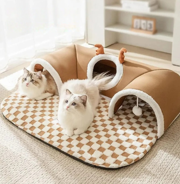 Hide and Seek Cat Play Tunnel - Brown Elk Design