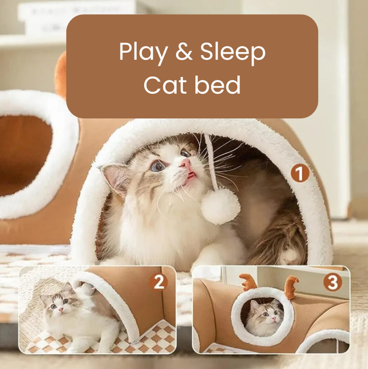 Hide and Seek Cat Play Tunnel - Brown Elk Design