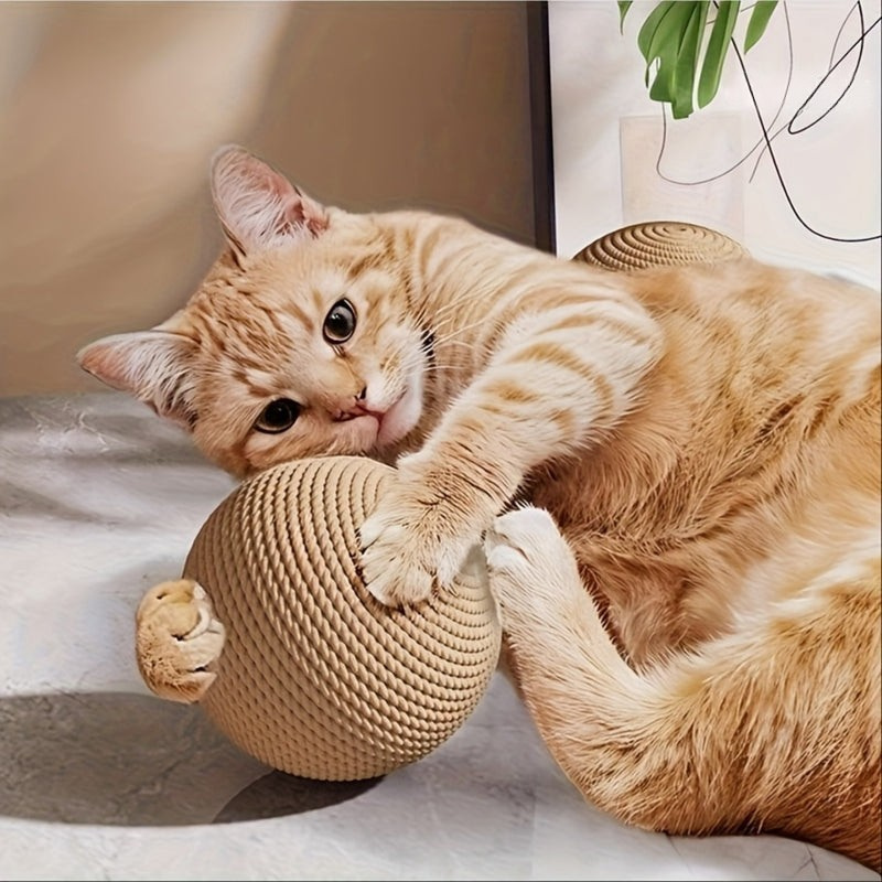 Interactive Sisal Cat Toy Ball - With Sound