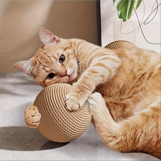 Interactive Sisal Cat Toy Ball - With Sound