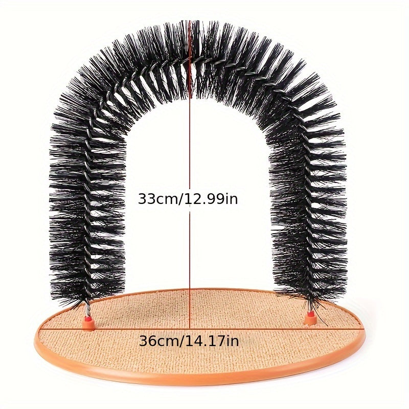 Deluxe Cat Arch Self Groomer & Massager Toy - Interactive Hair Removal Brush with Scratching Pad for Indoor Cats