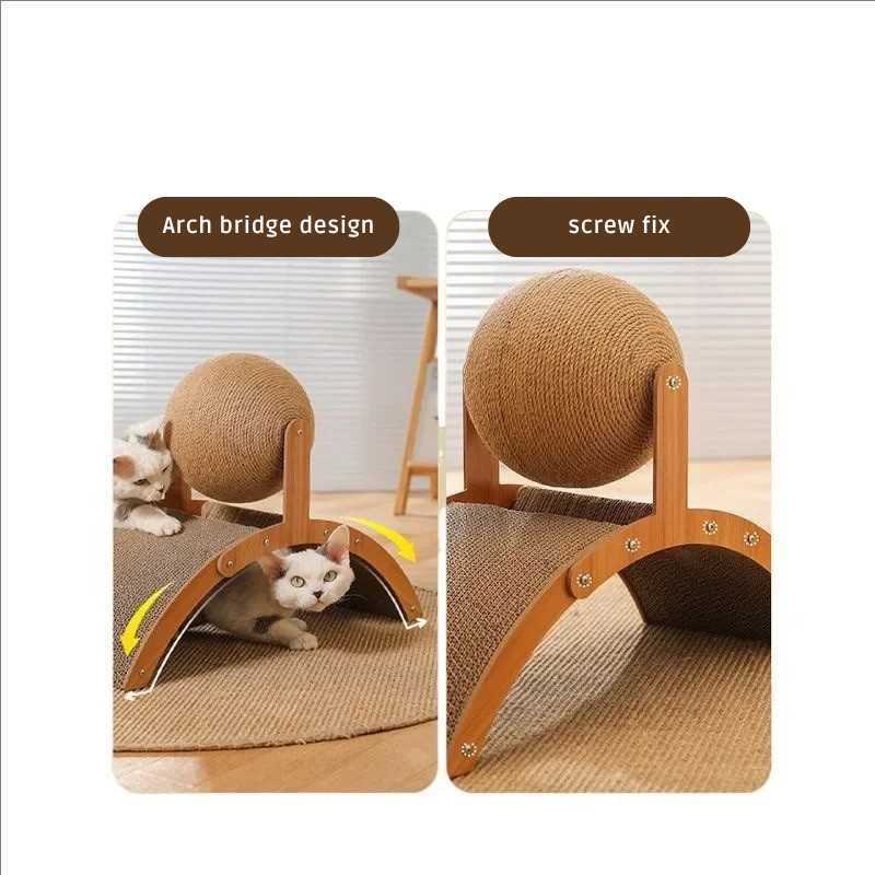 2 In 1 Cat Scratching Ball - Natural Sisal Scratch Board