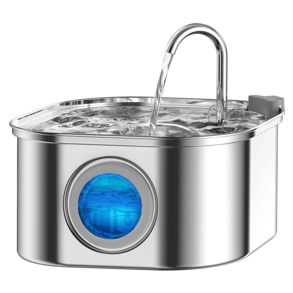 3.2L Stainless Steel Cat Water Fountain – Automatic Flowing Water Dispenser with Filter & Visible Level Window