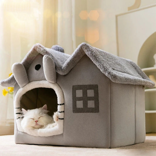 Foldable Luxury Cat House - Grey