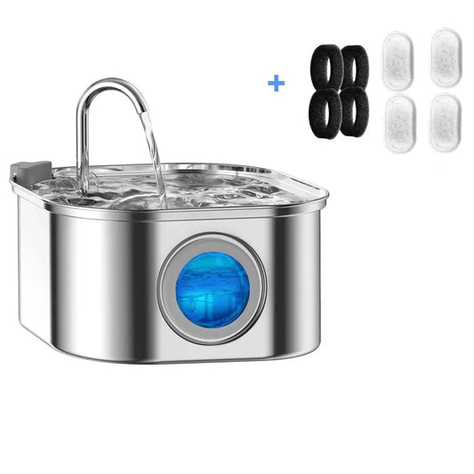3.2L Stainless Steel Cat Water Fountain – Automatic Flowing Water Dispenser with Filter & Visible Level Window