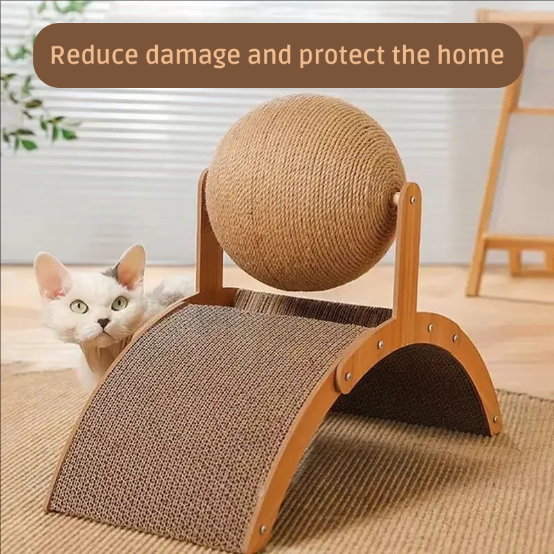 2 In 1 Cat Scratching Ball - Natural Sisal Scratch Board