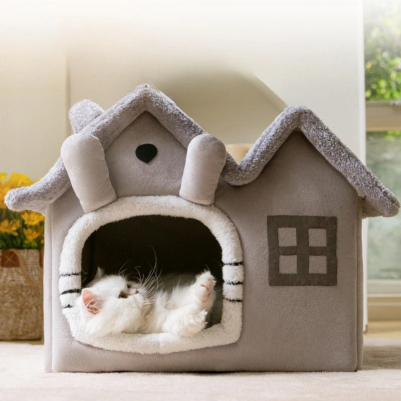 Foldable Luxury Cat House - Grey
