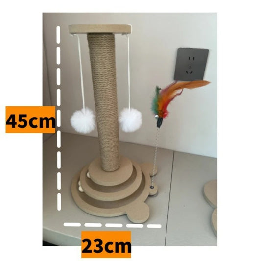 Interactive Solid Wood Cat Scratching Post