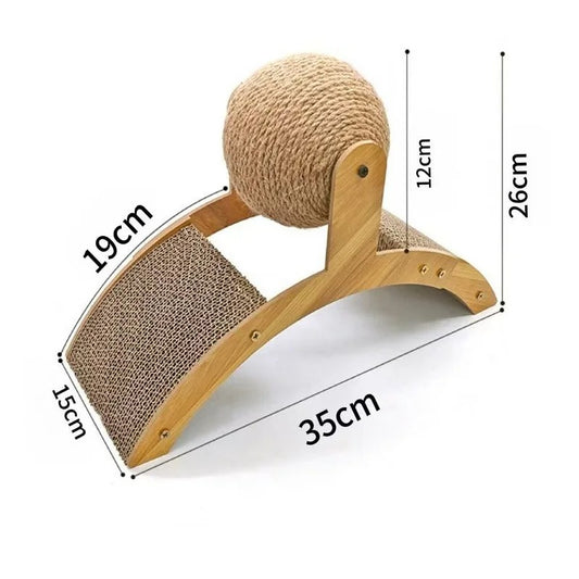 2 In 1 Cat Scratching Ball - Natural Sisal Scratch Board