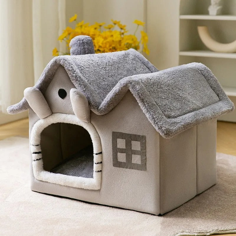 Foldable Luxury Cat House - Grey