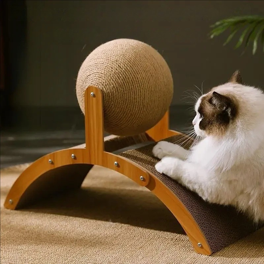 2 In 1 Cat Scratching Ball - Natural Sisal Scratch Board